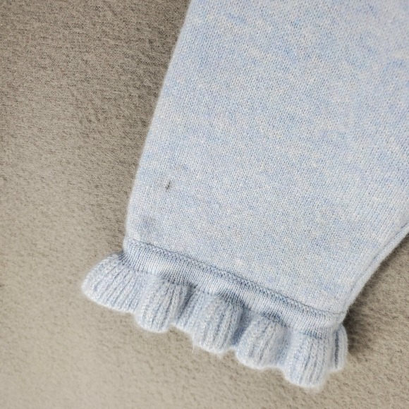 Pure Collection Sweater Womens 8/10 Light Blue Cashmere Cardigan Ruffle Trim - Picture 5 of 7